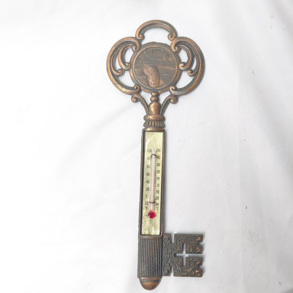 Vintage Niagara Falls Canada Souvenir Key Thermometer Cast Metal Made in USA